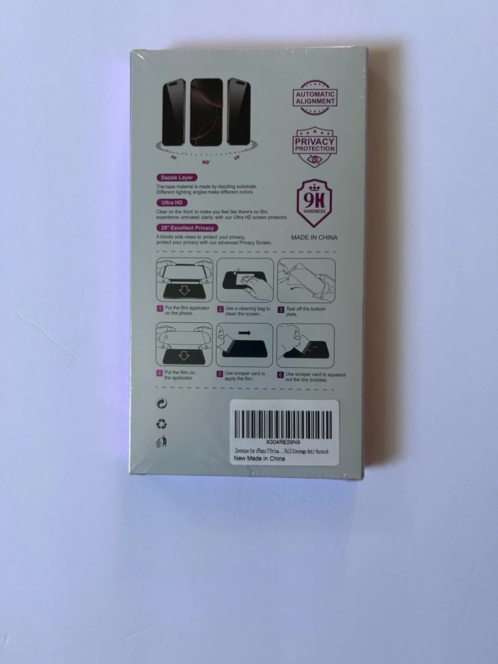 Privacy Tempered Glass Screen Protector - Purple for iPhone 17